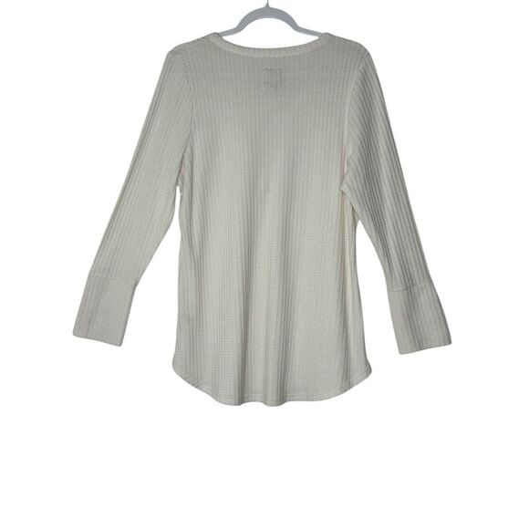 Chaser Top Women XXL Beige Long Sleeve Waffle Knit Cozy Blouse Stretch Classic - Picture 2 of 11